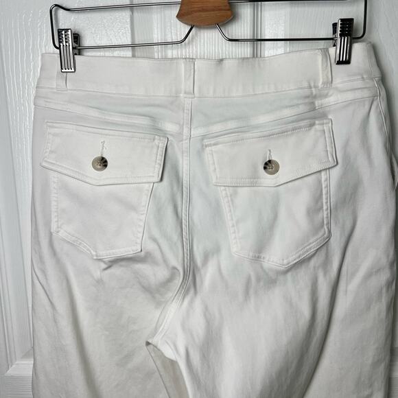 Spanx White High Rise Stretch Twill Cropped Wide Leg Button Pull On Pant XL - Picture 8 of 10